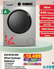 SEG CM 911S INV SİLVER ÇAMAŞIR MAKİNESİ 9 KG SEG CM 911S INV SİLVER ÇAMAŞIR MAKİNESİ 9 KG